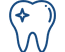 Tooth icon with sparkle symbols indicating cleanliness and dental care excellence.