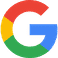 Google logo, colorful letters G in red, yellow, blue, and green.