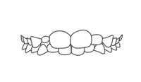 Decorative dental crown illustration with ribbon banner for dental practice branding.